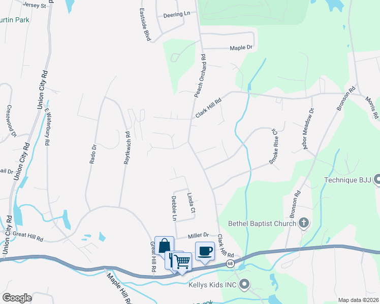 map of restaurants, bars, coffee shops, grocery stores, and more near 68 Clark Hill Road in Prospect