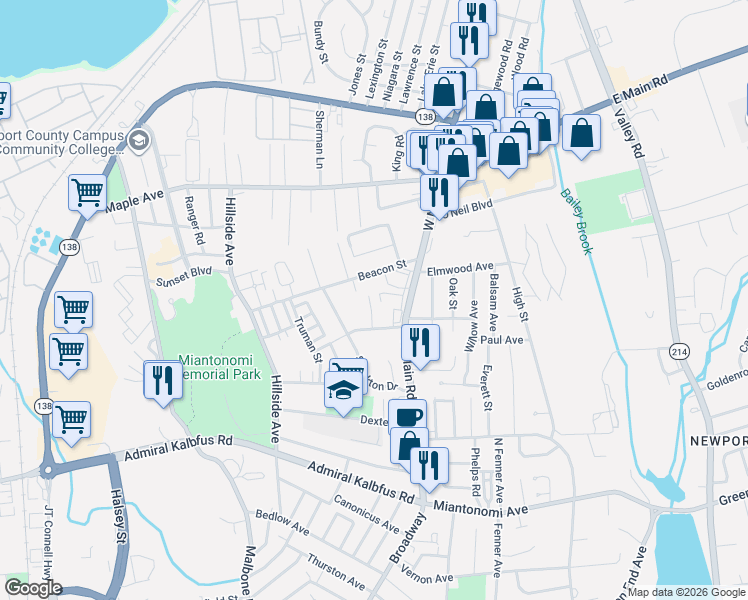map of restaurants, bars, coffee shops, grocery stores, and more near 31 Rosedale Terrace in Middletown