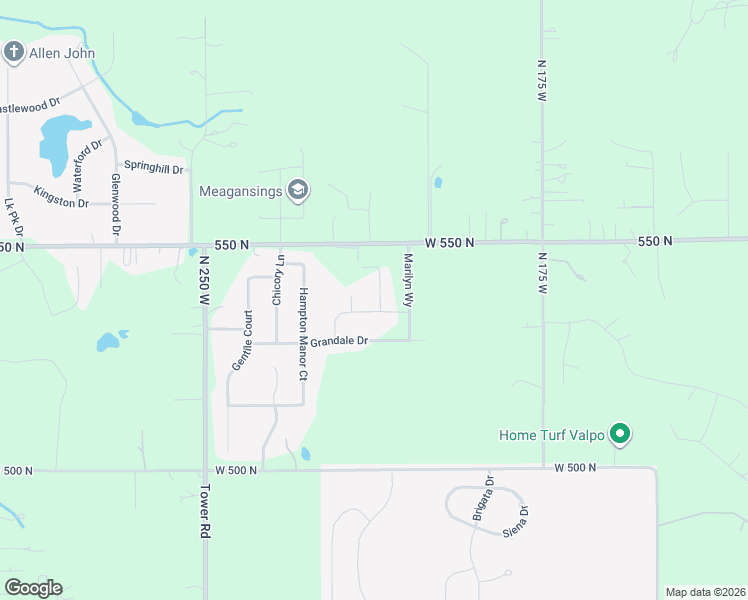 map of restaurants, bars, coffee shops, grocery stores, and more near 205 550 North in Valparaiso