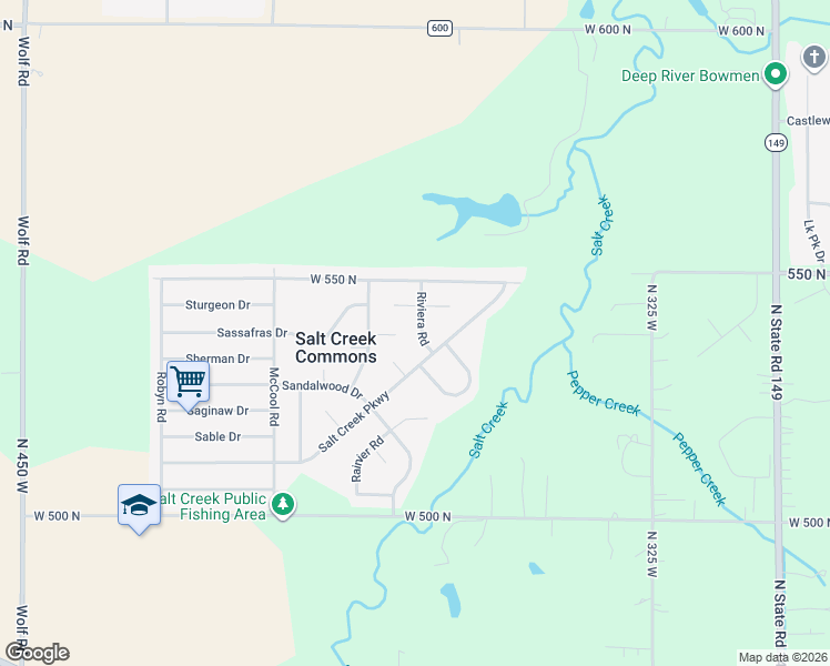 map of restaurants, bars, coffee shops, grocery stores, and more near 536 Riviera Road in Valparaiso