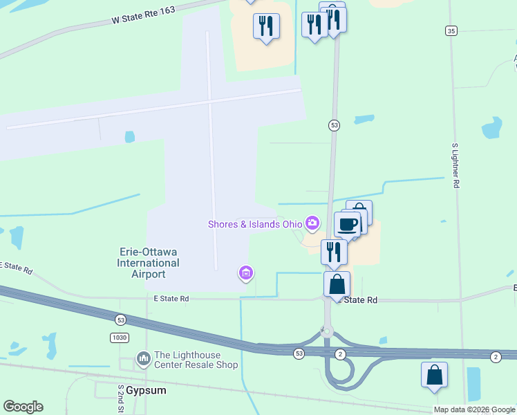 map of restaurants, bars, coffee shops, grocery stores, and more near 750 Southeast Catawba Road in Port Clinton