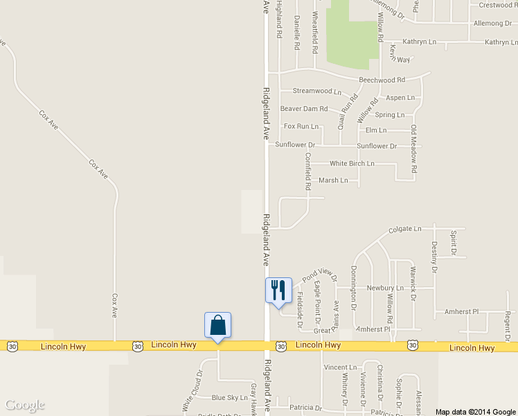 map of restaurants, bars, coffee shops, grocery stores, and more near 20704 South Ridgeland Avenue in Frankfort