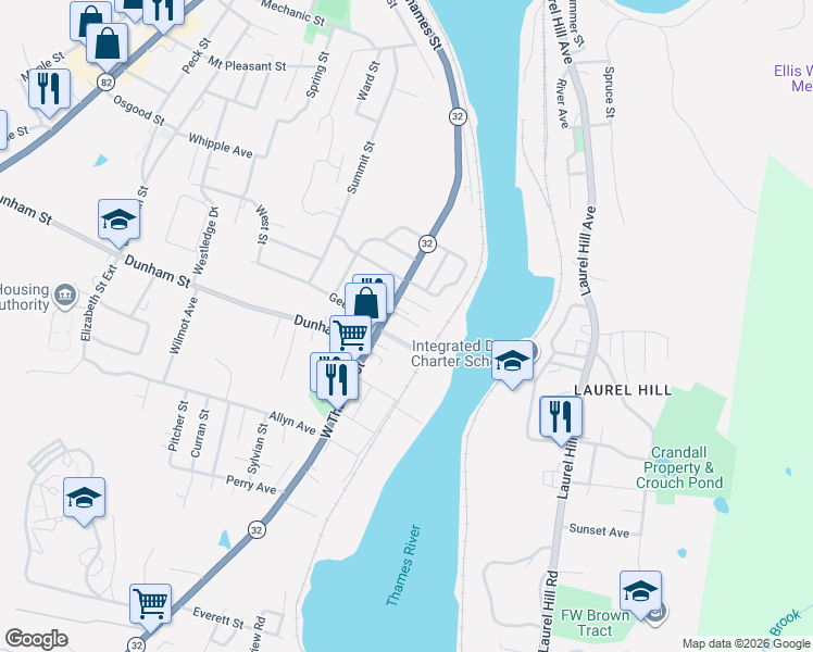 map of restaurants, bars, coffee shops, grocery stores, and more near 2 Mitchell Court in Norwich
