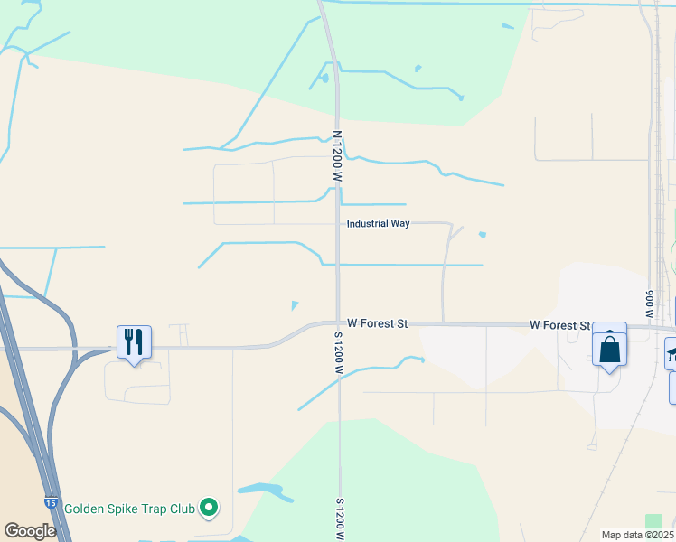 map of restaurants, bars, coffee shops, grocery stores, and more near North 1200 West in Brigham City