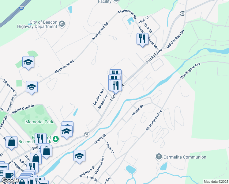 map of restaurants, bars, coffee shops, grocery stores, and more near 439 Fishkill Avenue in Beacon