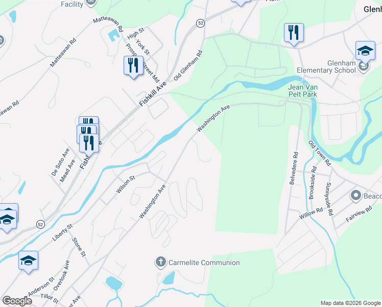 map of restaurants, bars, coffee shops, grocery stores, and more near 54 Helen Court in Beacon