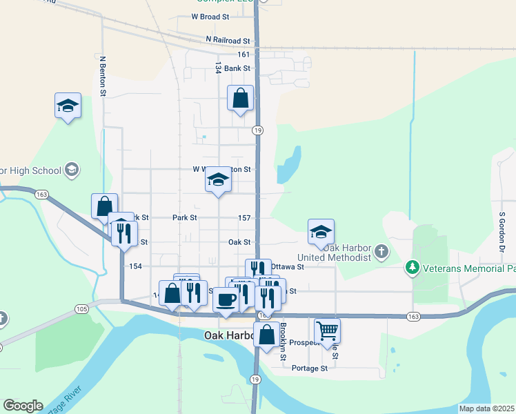 map of restaurants, bars, coffee shops, grocery stores, and more near 309 North Locust Street in Oak Harbor