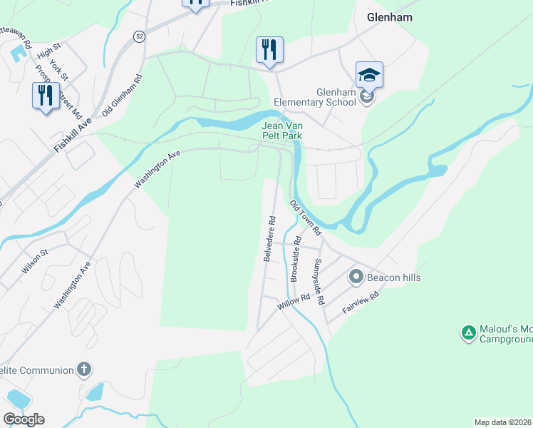 map of restaurants, bars, coffee shops, grocery stores, and more near 145 Belvedere Road in Beacon