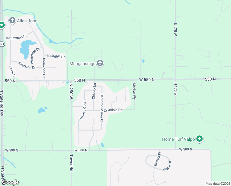 map of restaurants, bars, coffee shops, grocery stores, and more near 537 Hampton Manor Court in Valparaiso