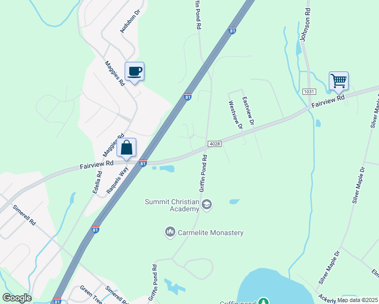 map of restaurants, bars, coffee shops, grocery stores, and more near 1225 Fairview Road in Lackawanna County