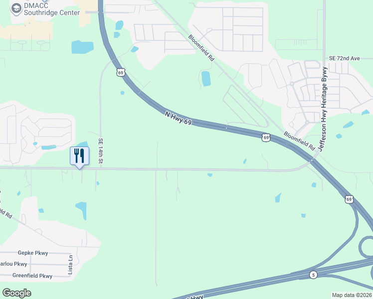 map of restaurants, bars, coffee shops, grocery stores, and more near 1670 East County Line Road in Des Moines
