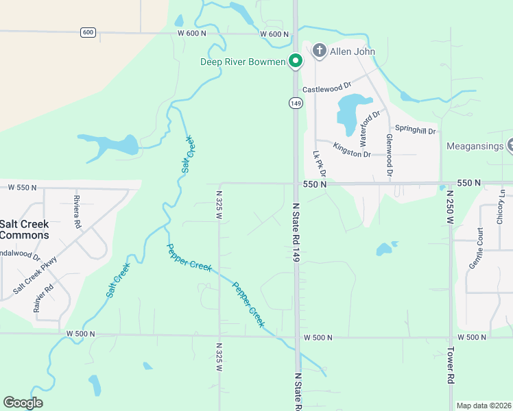 map of restaurants, bars, coffee shops, grocery stores, and more near Carrington Ln in Valparaiso