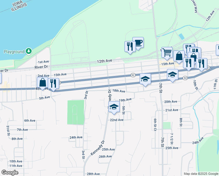 map of restaurants, bars, coffee shops, grocery stores, and more near 400 19th Avenue East in Milan