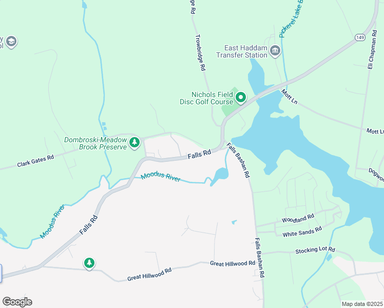 map of restaurants, bars, coffee shops, grocery stores, and more near 128 Clark Gates Road in East Haddam