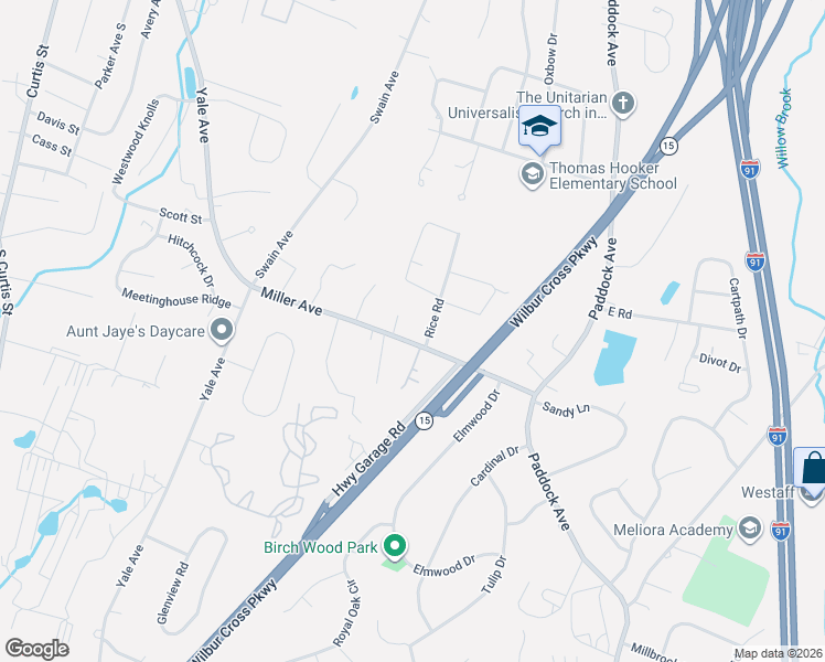 map of restaurants, bars, coffee shops, grocery stores, and more near 158 Miller Avenue in Meriden