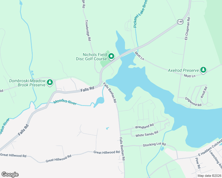 map of restaurants, bars, coffee shops, grocery stores, and more near 92 Falls Bashan Road in East Haddam