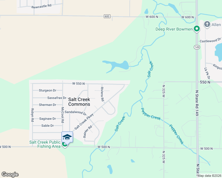 map of restaurants, bars, coffee shops, grocery stores, and more near 365-367 West 550 North in Valparaiso