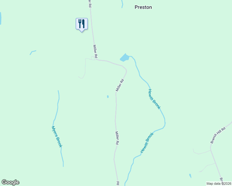 map of restaurants, bars, coffee shops, grocery stores, and more near 175 Miller Road in Preston