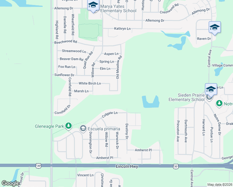 map of restaurants, bars, coffee shops, grocery stores, and more near 748 Old Meadow Road in Matteson