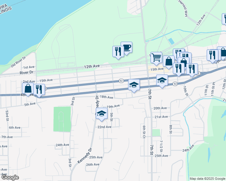 map of restaurants, bars, coffee shops, grocery stores, and more near 16th Avenue East in Milan