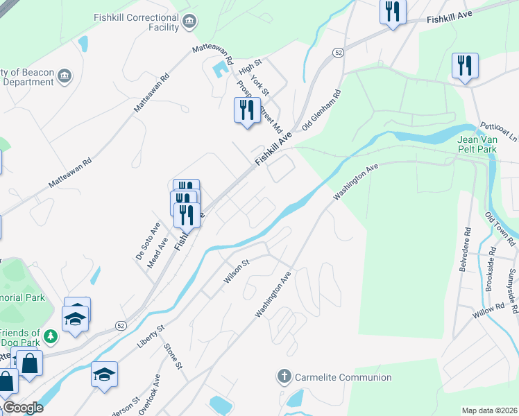 map of restaurants, bars, coffee shops, grocery stores, and more near 84 Mason Circle in Beacon
