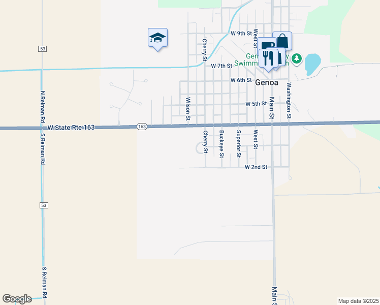 map of restaurants, bars, coffee shops, grocery stores, and more near 300 Cherry St in Genoa