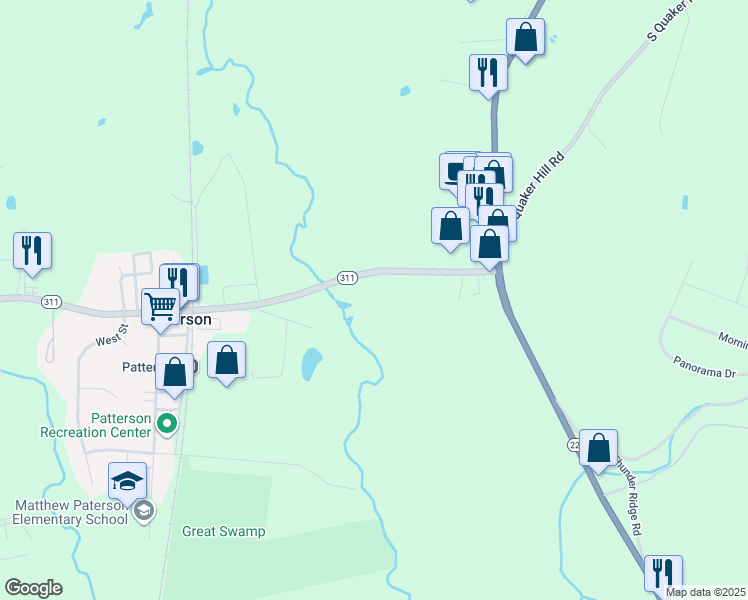 map of restaurants, bars, coffee shops, grocery stores, and more near 1233 New York 311 in Patterson