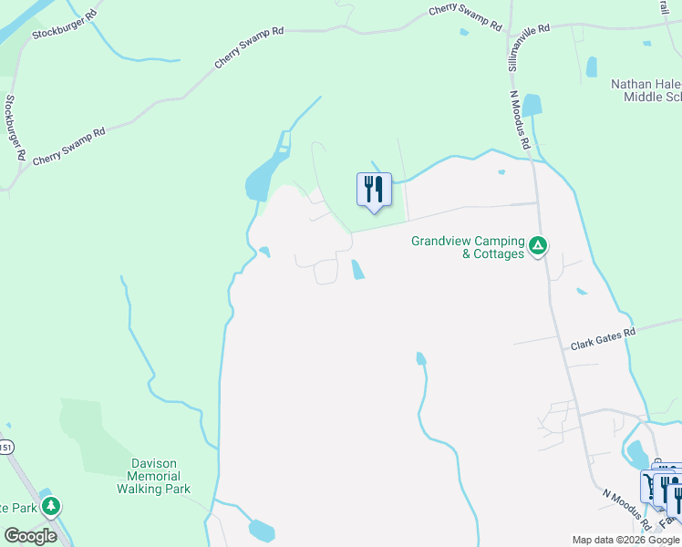 map of restaurants, bars, coffee shops, grocery stores, and more near Augusta Circle in East Haddam