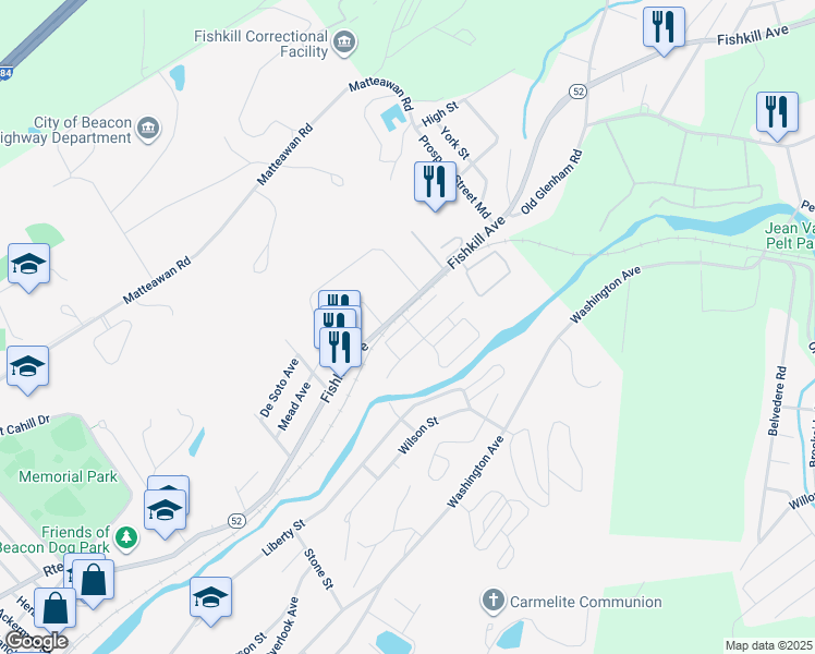 map of restaurants, bars, coffee shops, grocery stores, and more near 40 Lydia Drive in Beacon