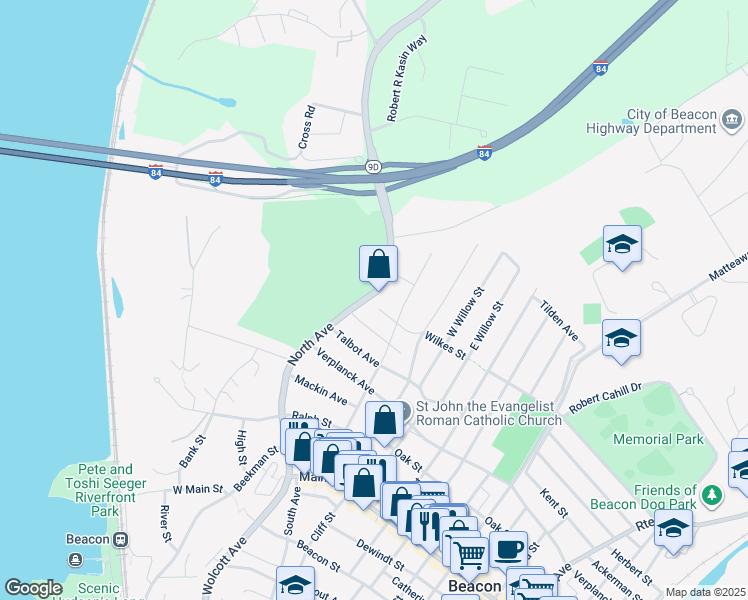 map of restaurants, bars, coffee shops, grocery stores, and more near 1248 North Avenue in Beacon