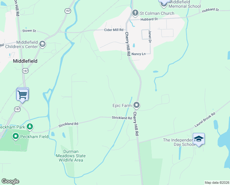 map of restaurants, bars, coffee shops, grocery stores, and more near 30 Cherry Ridge Road in Middlefield