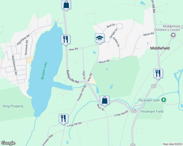 map of restaurants, bars, coffee shops, grocery stores, and more near 22 Way Road in Middlefield