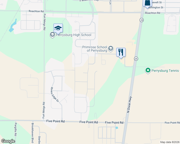 map of restaurants, bars, coffee shops, grocery stores, and more near 3301 Chasenwood Way in Perrysburg
