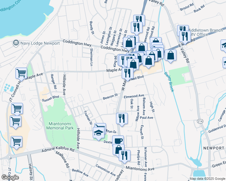 map of restaurants, bars, coffee shops, grocery stores, and more near 8 Race Street in Middletown