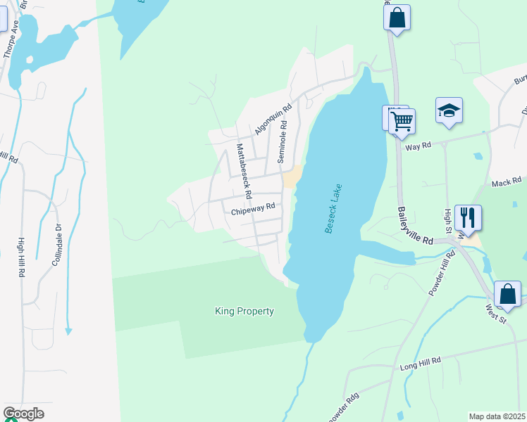 map of restaurants, bars, coffee shops, grocery stores, and more near 11 Chipeway Road in Middlefield