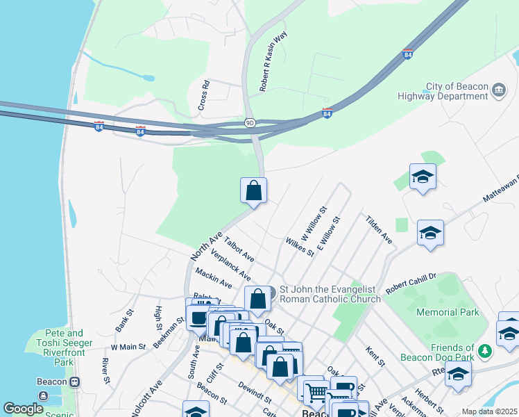 map of restaurants, bars, coffee shops, grocery stores, and more near 1248 North Avenue in Beacon