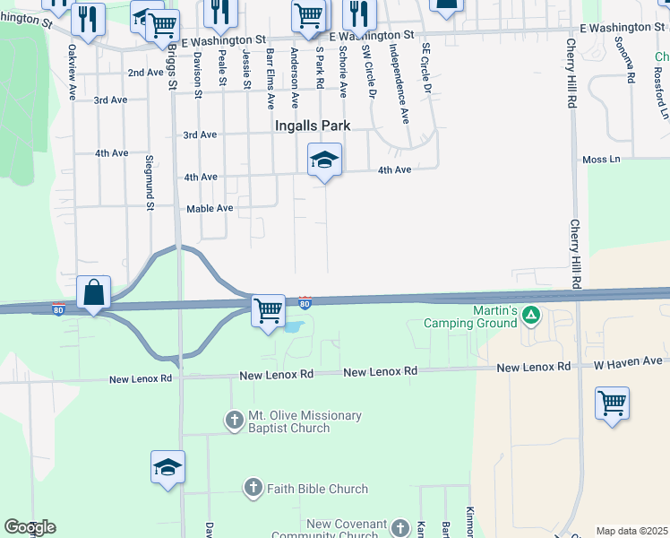 map of restaurants, bars, coffee shops, grocery stores, and more near 436 Burke Drive in Joliet