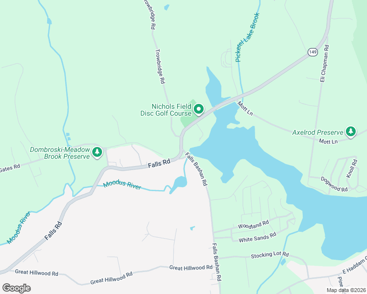 map of restaurants, bars, coffee shops, grocery stores, and more near 151 Falls Road in East Haddam