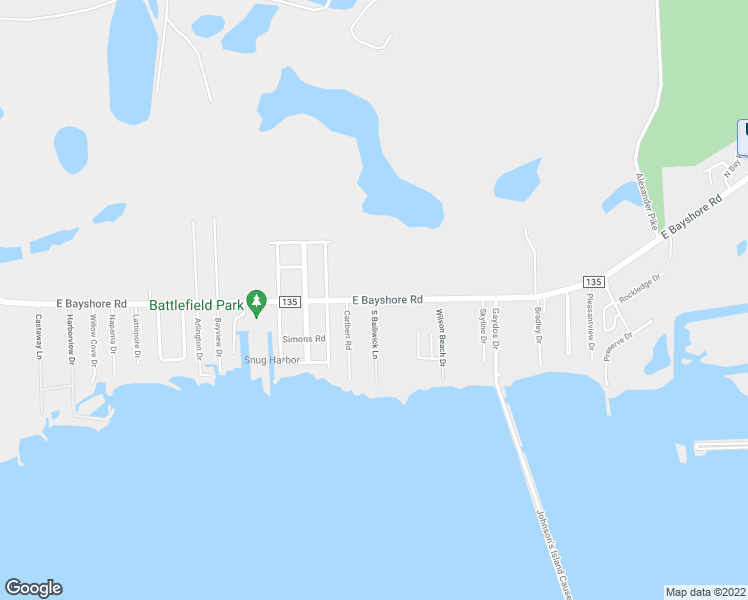 map of restaurants, bars, coffee shops, grocery stores, and more near 2458 East Bayshore Road in Lakeside Marblehead