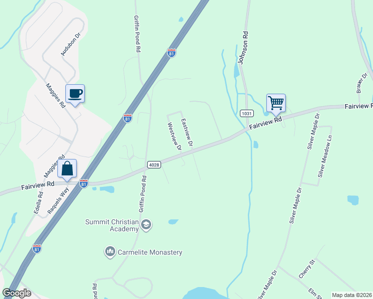 map of restaurants, bars, coffee shops, grocery stores, and more near 1403 Fairview Road in Clarks Summit