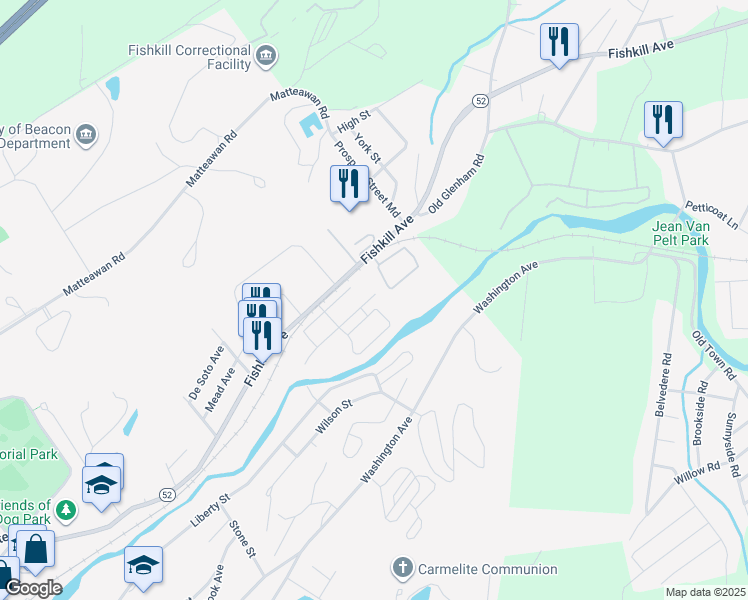 map of restaurants, bars, coffee shops, grocery stores, and more near 68 Mason Circle in Beacon