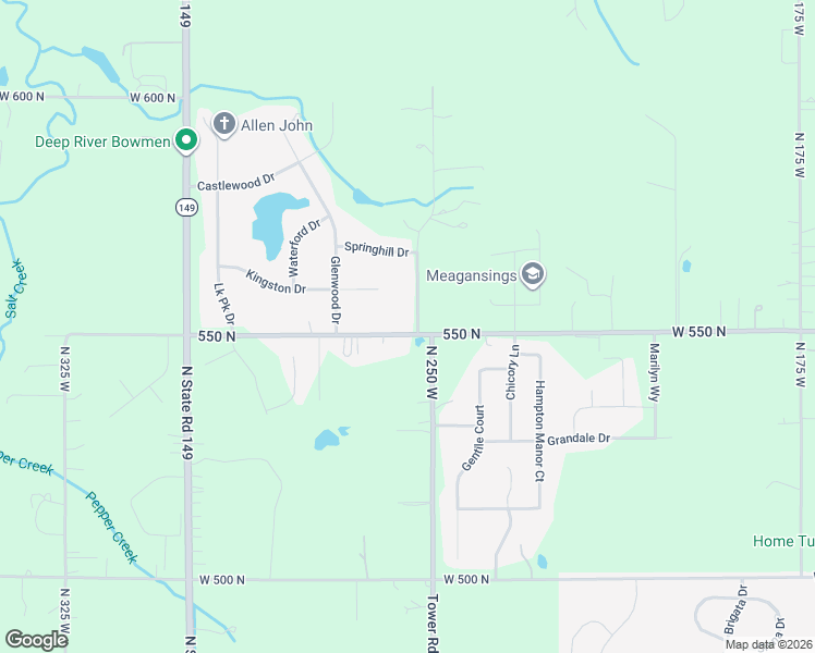 map of restaurants, bars, coffee shops, grocery stores, and more near 254-260 550 North in Valparaiso