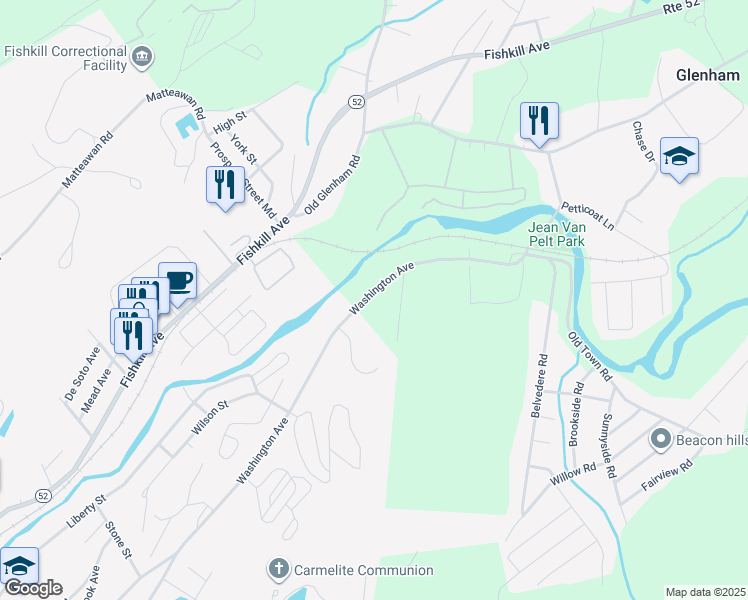 map of restaurants, bars, coffee shops, grocery stores, and more near 515 Washington Avenue in Beacon