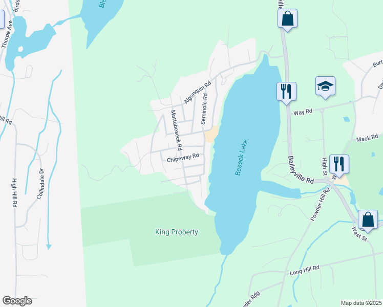 map of restaurants, bars, coffee shops, grocery stores, and more near 11 Chipeway Road in Middlefield