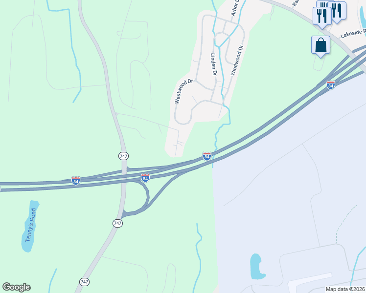 map of restaurants, bars, coffee shops, grocery stores, and more near 75 Winchell Drive in Rock Tavern