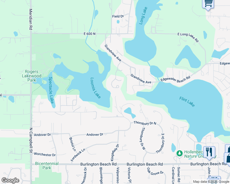map of restaurants, bars, coffee shops, grocery stores, and more near 4901 Garden Gateway Rd in Valparaiso
