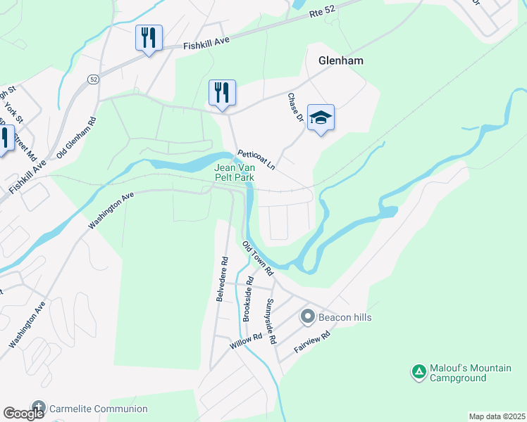 map of restaurants, bars, coffee shops, grocery stores, and more near 15 Park Lane in Beacon