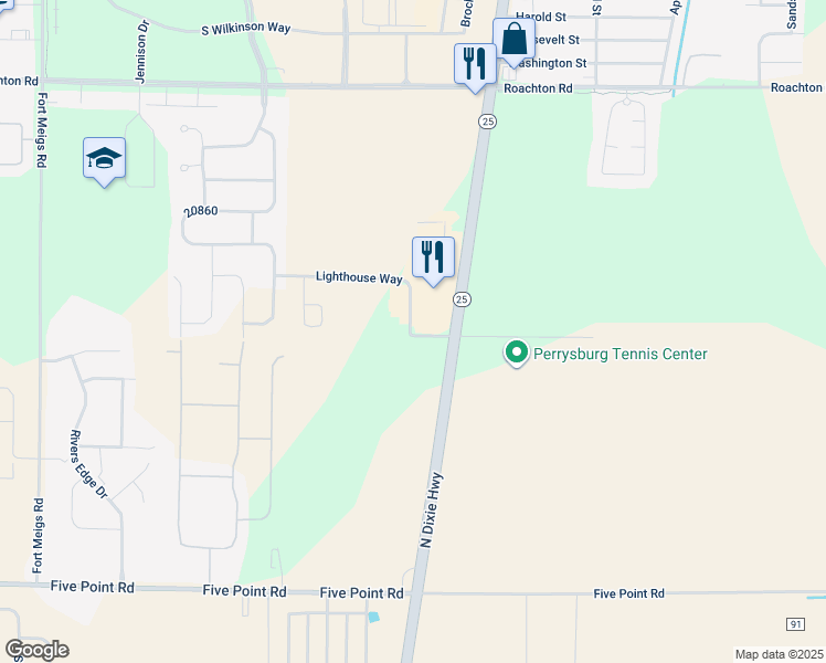 map of restaurants, bars, coffee shops, grocery stores, and more near 7001 Lighthouse Way in Perrysburg