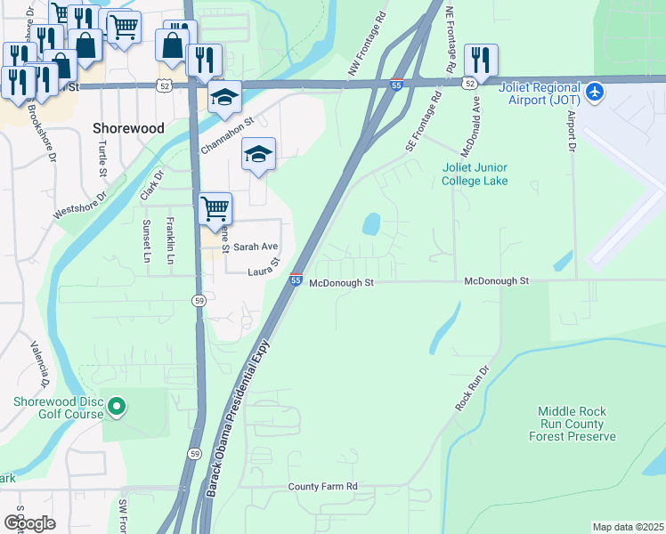 map of restaurants, bars, coffee shops, grocery stores, and more near 4453 Southeast Frontage Road in Shorewood