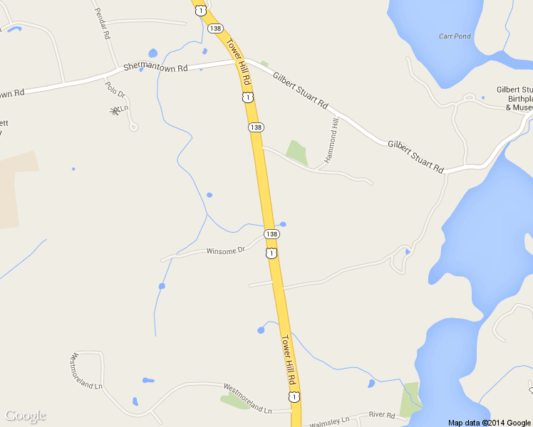 map of restaurants, bars, coffee shops, grocery stores, and more near Tower Hill Road in North Kingstown